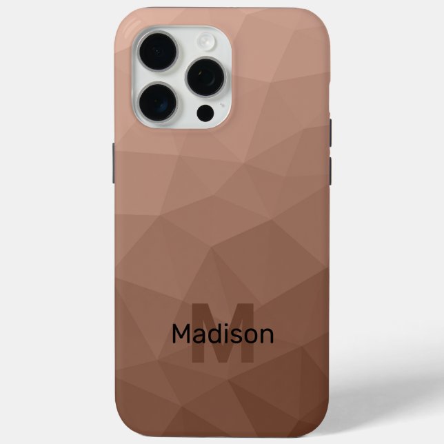 Funda De Case-Mate Para iPhone Patrón de malla geométrica Marrón Mocha Monograma (Reverso )