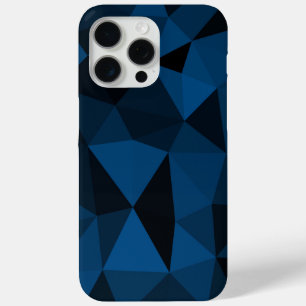 Funda Para iPhone 15 Pro Max Patrón de malla geométrica negro azul oscuro