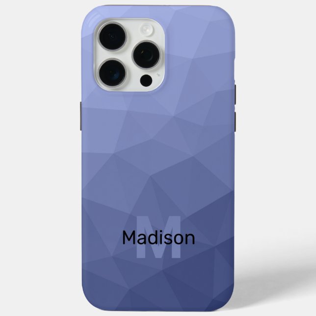 Funda De Case-Mate Para iPhone Patrón de malla geométrica ombre azul gris Monogra (Reverso )