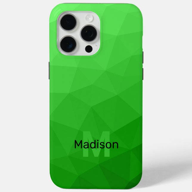 Funda De Case-Mate Para iPhone Patrón de malla geométrica verde claro Monograma (Reverso )