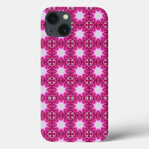 Funda Para iPhone 13 patrón de mandala de flores fractales rosadas