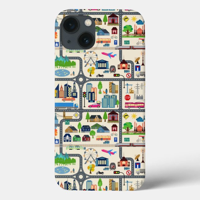 Funda De Case-Mate Para iPhone Patrón de mapa de ciudad (Reverso)