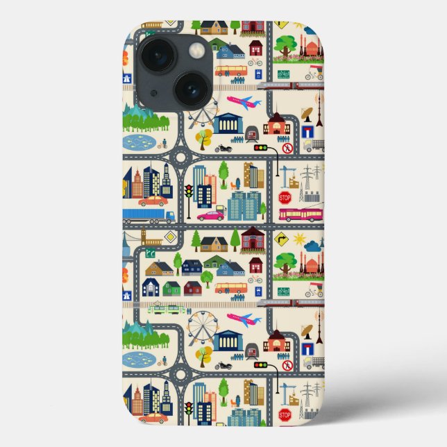 Funda De Case-Mate Para iPhone Patrón de mapa de ciudad (Reverso)
