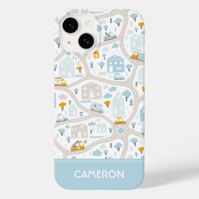 Funda De Case-Mate Para iPhone Patrón de mapa del barrio de Cute Pastel (Reverso )