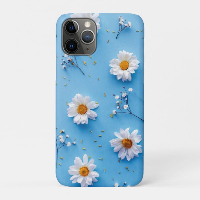 Funda De Case-Mate Para iPhone Patrón de margarita floral - Azul claro (Reverso)