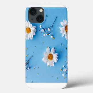 Funda Para iPhone 13 Patrón de margarita floral - Azul claro