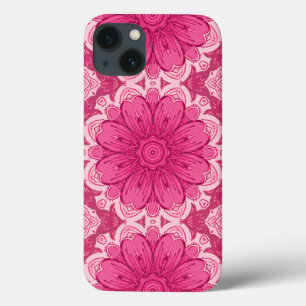 Funda Para iPhone 13 Patrón de margarita geométrica en rosa coral y pas