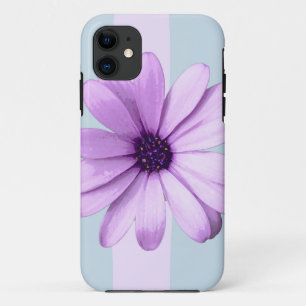 Funda Para iPhone 11 patrón de margarita rayada azul y morado
