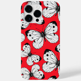 Funda Para iPhone 14 Pro Max De Case-Mate Patrón de mariposa de col sobre rojo