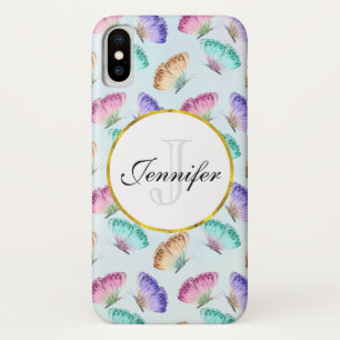 Funda Para iPhone X Patrón de mariposa de color de agua pastel de boni