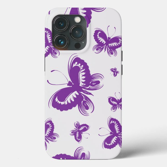 Funda De Case-Mate Para iPhone Patrón de mariposa púrpura (Reverso )
