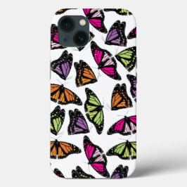 Funda Para iPhone 13 Patrón de mariposas coloridas