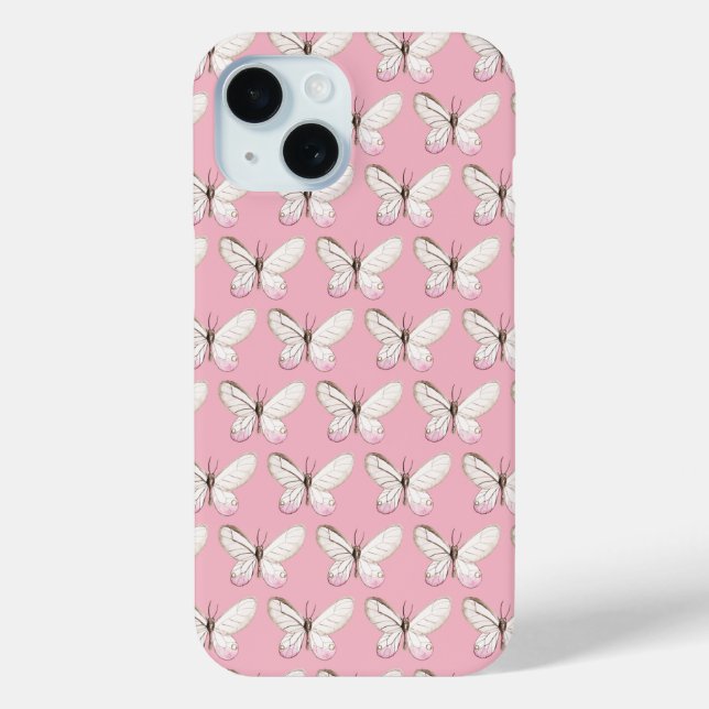 Funda De Case-Mate Para iPhone Patrón de mariposas Estuche de teléfono rosa perso (Reverso )