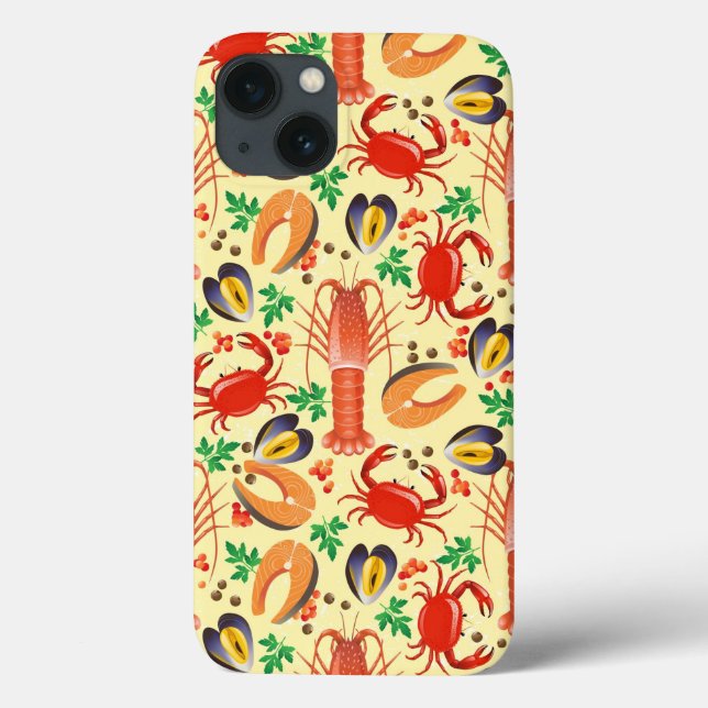 Funda De Case-Mate Para iPhone Patrón de mariscos (Reverso)