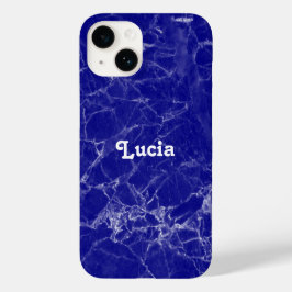 Funda Para iPhone 14 De Case-Mate Patrón de mármol azul de nombre personalizado