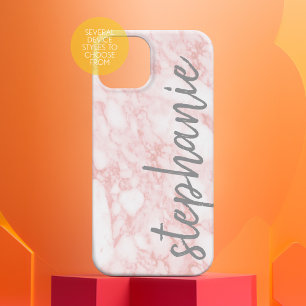 Funda Para iPhone 14 Plus De Case-Mate Patrón de mármol de moda con nombre gris dorado ro