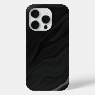 Funda Para iPhone 15 Pro Patrón de mármol de piedra negra elegante