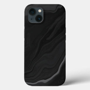 Funda Para iPhone 13 Patrón de mármol de piedra negra elegante