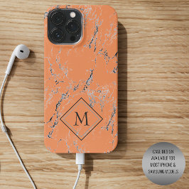Funda Para iPhone 15 Pro Max Patrón de mármol gris negro personalizado sobre sa