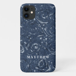 Funda Para iPhone 11 Patrón de mármol moderno Navy azul Mínimo Simple