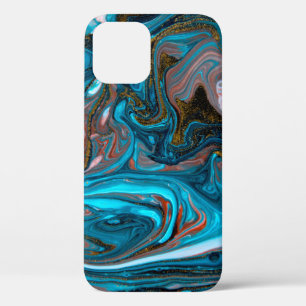 Funda Para iPhone 12 Patrón de mármoles azules y dorados. Liquidación d