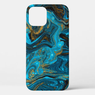 Funda Para iPhone 12 Patrón de mármoles azules y dorados. Liquidación d