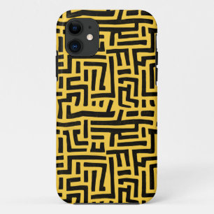 Funda Para iPhone 11 Patrón De Mazmorras De Arte Pop Amarillo Y Negro