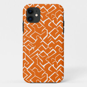 Funda Para iPhone 11 Patrón de meandro blanco y naranja   Maze moderno