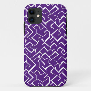 Funda Para iPhone 11 Patrón de meandro morado y blanco Maze moderno
