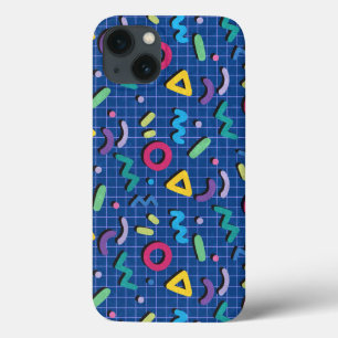Funda Para iPhone 13 Patrón de Memphis azul