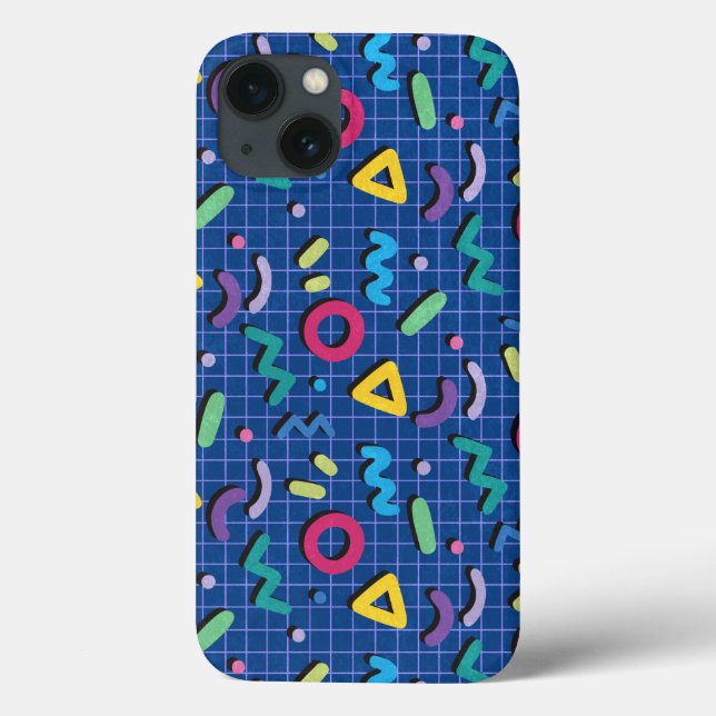 Funda De Case-Mate Para iPhone Patrón de Memphis azul (Reverso)