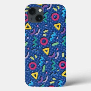 Funda Para iPhone 13 Patrón de Memphis azul