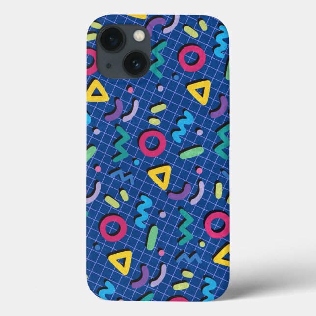 Funda De Case-Mate Para iPhone Patrón de Memphis azul (Reverso)