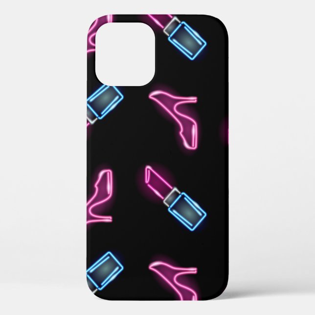 Funda De Case-Mate Para iPhone Patrón de moda con iconos de neón. (Reverso )