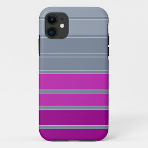 Funda Para iPhone 11 Patrón de moda gris rayado púrpura