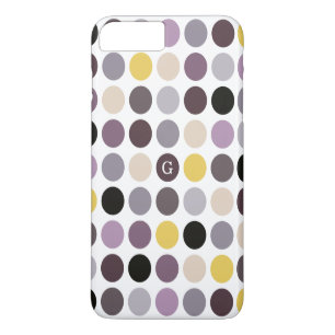 Funda Para iPhone 8 Plus/7 Plus Patrón de monograma de lunares amarillos y púrpura