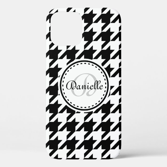 Funda De Case-Mate Para iPhone Patrón de monograma Gris gris negro (Reverso )