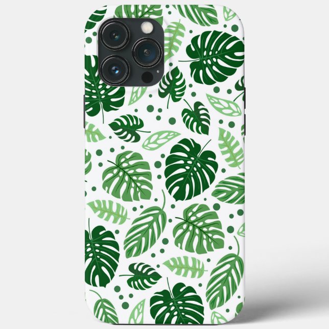 Funda De Case-Mate Para iPhone Patrón de Monstera Verde (Reverso )