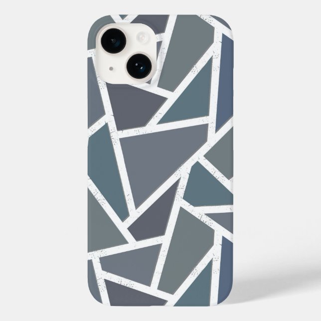 Funda De Case-Mate Para iPhone Patrón de mosaico azul-gris (Reverso )
