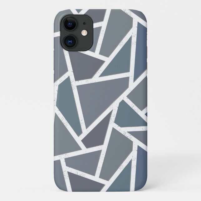 Funda De Case-Mate Para iPhone Patrón de mosaico azul-gris (Reverso)