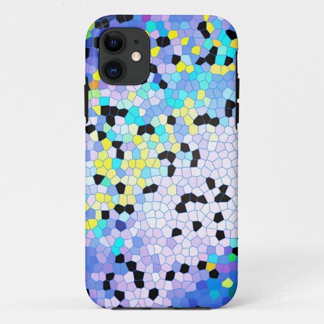 Funda De Case-Mate Para iPhone Patrón de mosaico azul y negro púrpura perwinkle (Reverso)