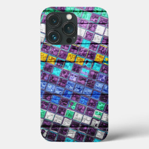 Funda Para iPhone 13 Pro Patrón de mosaico colorido con aspecto de madera #