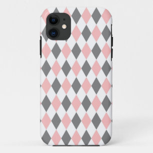 Funda Para iPhone 11 Patrón de mosaico de diamante gris rosado