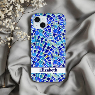 Funda Para iPhone 15 Patrón de mosaico de ondas azules inspirado en Gau