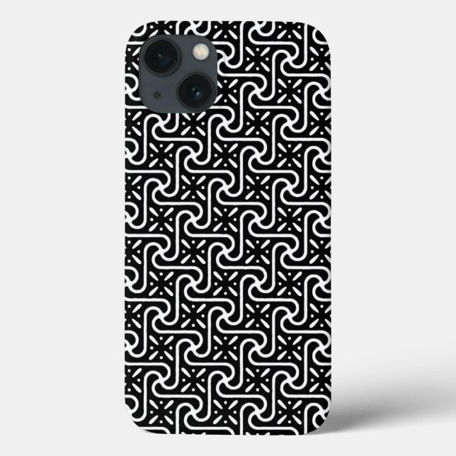 Funda De Case-Mate Para iPhone Patrón de mosaico egipcio, blanco y negro (Reverso)