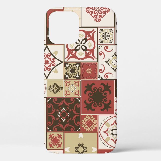 Funda De Case-Mate Para iPhone Patrón de mosaico marroquí de Marsala de moda (Reverso )