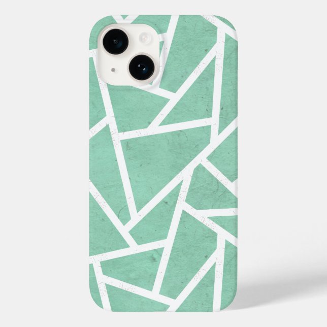 Funda De Case-Mate Para iPhone Patrón de mosaico verde menta y blanco (Reverso )