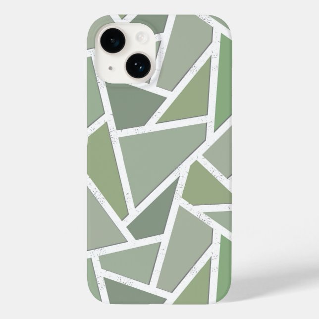 Funda De Case-Mate Para iPhone Patrón de mosaico verde oliva (Reverso )
