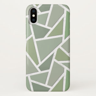 Funda Para iPhone X Patrón de mosaico verde oliva