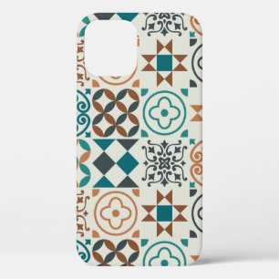 Funda Para iPhone 12 patrón de mosaico vintage. Ilustracion de época